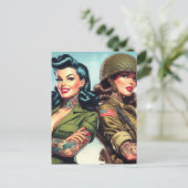 ヴィンテージ兵士のピンアップ ポストカード (スタンド正面)