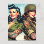 ヴィンテージ兵士のピンアップ ポストカード (正面)