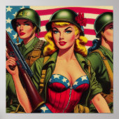 ヴィンテージ兵士軍隊のピンアップ ポスター (正面)