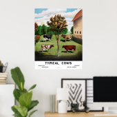 ヴィンテージ典型的な牛ホルスタインジャージーショートホーン ポスター (ホームオフィス)