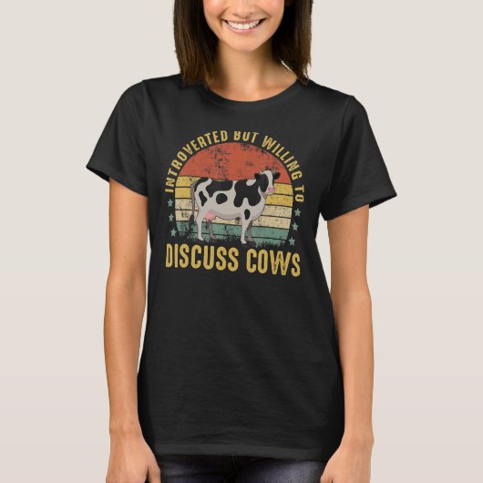 ヴィンテージ内向き農業ファーム牛5 Tシャツ (正面)