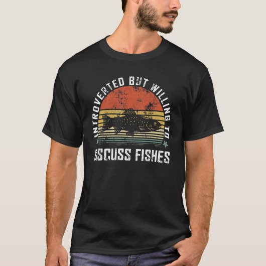 ヴィンテージ内向き魚釣り魚 Tシャツ (正面)