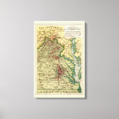 ヴィンテージ内戦時のバージニアの戦いの地図 キャンバスプリント (正面)