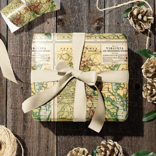 ヴィンテージ内戦時のバージニアの戦いの地図 ラッピングペーパー