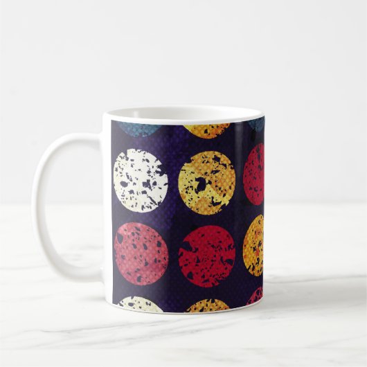 ヴィンテージ円シームレスパターン,抽象芸術,パターン コーヒーマグカップ (左)