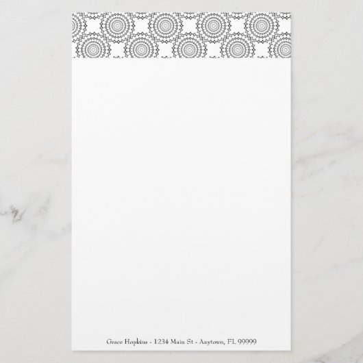 ヴィンテージ円パターンパーソナライズされたひな形 便箋 (正面)