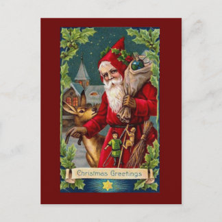 ヴィンテージ再生型クリスマスアート シーズンポストカード