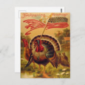 ヴィンテージ再生愛国者ターキーサンクスギビング ポストカード (正面/裏面)