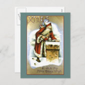ヴィンテージ再生産サンタクロースのクリスマスカード シーズンポストカード (正面/裏面)