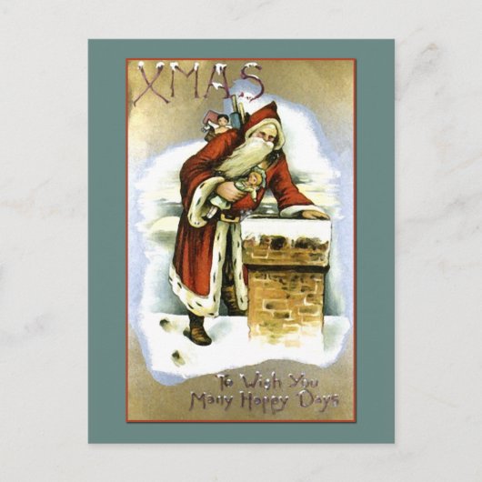ヴィンテージ再生産サンタクロースのクリスマスカード シーズンポストカード (正面)