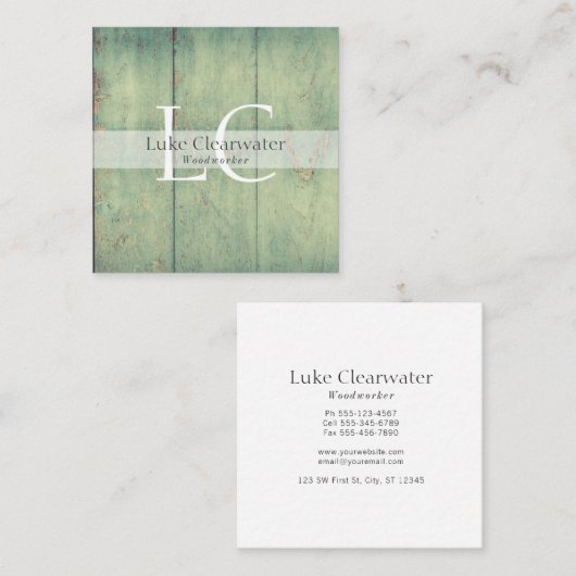 ヴィンテージ再生素朴 Barnwood|モノグラム スクエア名刺 (正面/裏面)