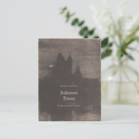 ヴィンテージ写カスタム真ハローウィンパーティ招待状 ポストカード (スタンド正面)