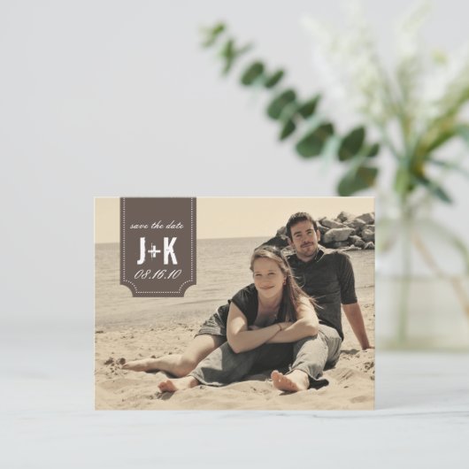 ヴィンテージ写真の保存日付テンプレート 案内ポストカード (スタンド正面)