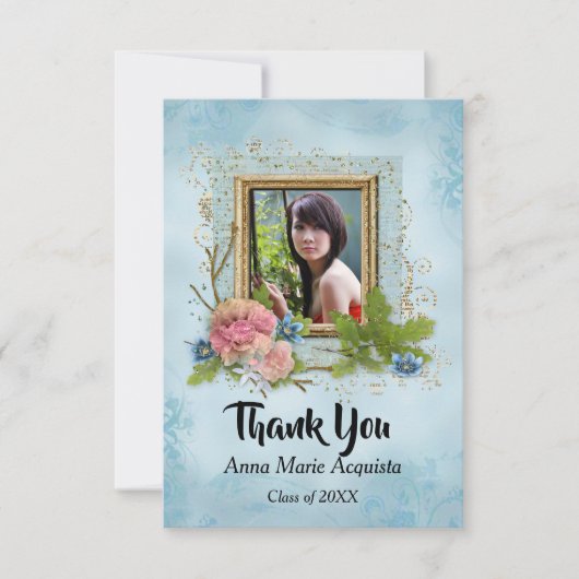 ヴィンテージ写真の卒業式 サンキューカード (正面)
