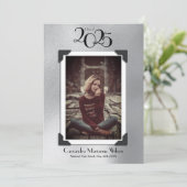 ヴィンテージ写真の卒業発表シルバー 招待状 (スタンド正面)