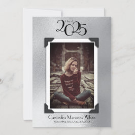 ヴィンテージ写真の卒業発表シルバー 招待状