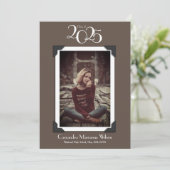 ヴィンテージ写真の卒業発表ブラウン 招待状 (スタンド正面)