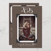 ヴィンテージ写真の卒業発表ブラウン 招待状 (正面/裏面)