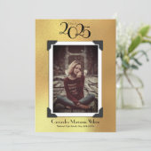 ヴィンテージ写真の卒業発表金ゴールド 招待状 (スタンド正面)