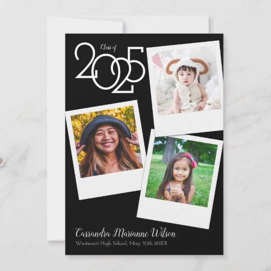 ヴィンテージ写真の卒業発表 招待状 (正面)