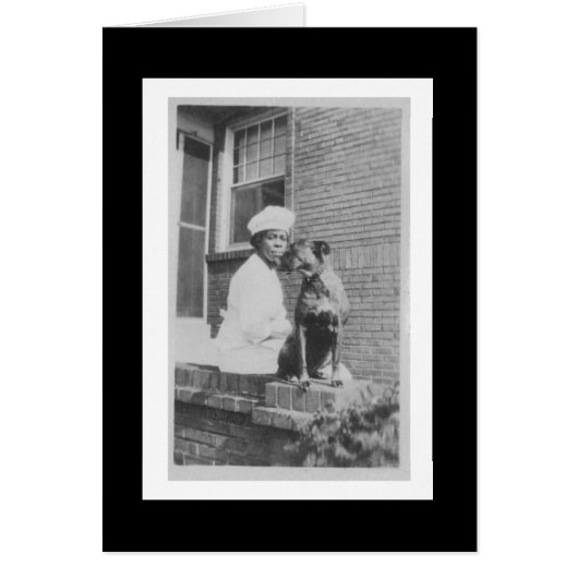 ヴィンテージ写真の女と犬 (正面)