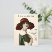 ヴィンテージ写真の女性があなたの誕生日を迎える ポストカード (スタンド正面)