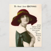 ヴィンテージ写真の女性があなたの誕生日を迎える ポストカード (正面)