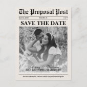 ヴィンテージ写真の新聞の結婚式の日付を保存 ポストカード (正面)