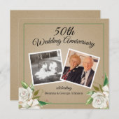 ヴィンテージ写真の花モチーフ 50周年結婚記念日 招待状 (正面/裏面)