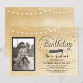ヴィンテージ写真の誕生日 ライト ルーシック インビテーション (正面/裏面)