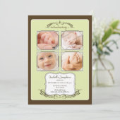 ヴィンテージ写真クワッド 5x7" ライム 誕生児のお知らせ 案内状 (スタンド正面)