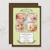 ヴィンテージ写真クワッド 5x7" ライム 誕生児のお知らせ 案内状 (正面/裏面)