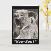 ヴィンテージ写真コアラ新しい仕事おめでとう カード (黄色い花)