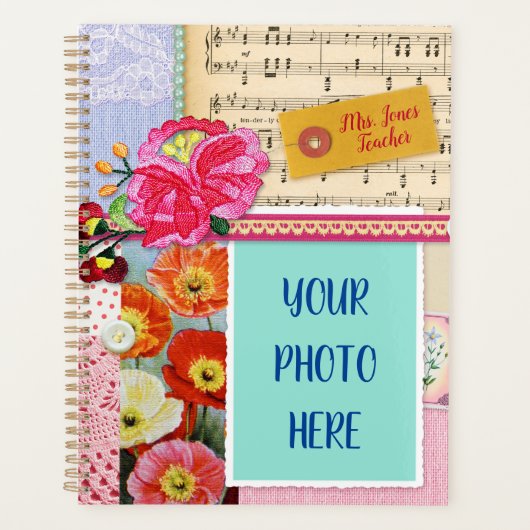 ヴィンテージ写真コラージュアートホームスクール先生 プランナー手帳 (正面)