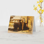 ヴィンテージ写真ハッピーアニバーサリーカップル カード (黄色い花)