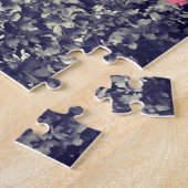 ヴィンテージ写真ピンクハイビスカスフラワーズフローラ ジグソーパズル (側面)