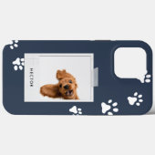 ヴィンテージ写真ペットタイポグラフィモダンネイビーブルー Case-Mate iPhoneケース (裏面 (横))