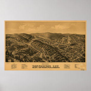 ヴィンテージ写真ホット春AR地図(1888) ポスター