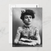 ヴィンテージ写真ポートレート女性タトゥー ポストカード (正面/裏面)