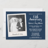 ヴィンテージ写真付きの結婚記念日 - ネイビー 招待状 (正面)