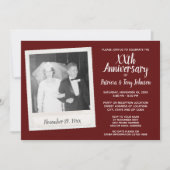 ヴィンテージ写真付きの結婚記念日 - バーガンディ 招待状 (正面)