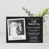 ヴィンテージ写真付きの結婚記念日 - 黒 招待状 (スタンド正面)