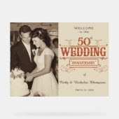 ヴィンテージ写真付き結婚50周年記念ウェルカムサイン アクリルサイン (正面)