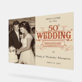 ヴィンテージ写真付き結婚50周年記念ウェルカムサイン アクリルサイン (傾斜)