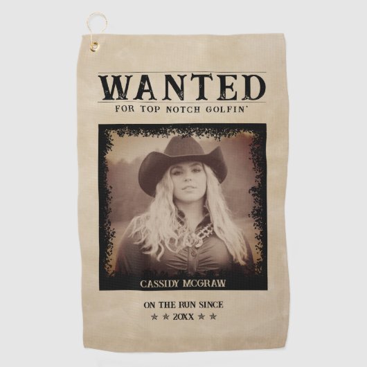 ヴィンテージ写真募集ポスターおもしろい ゴルフタオル (正面)