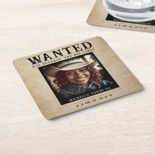 ヴィンテージ写真募集ポスター誕生日 スクエアペーパーコースター (アングル)