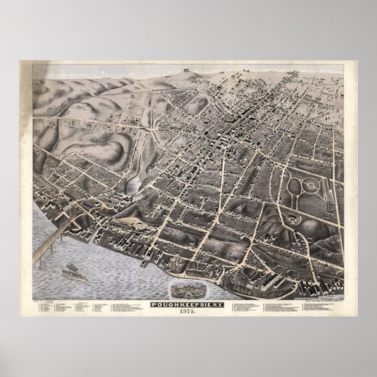 ヴィンテージ写真図Poughkeepsie NY (1871) ポスター (正面)