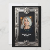 ヴィンテージ写真引退お別れシルバー ブラック 招待状 (正面)