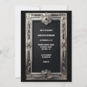 ヴィンテージ写真引退お別れシルバー ブラック 招待状 (裏面)