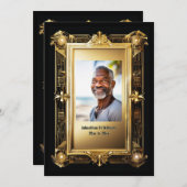 ヴィンテージ写真引退別れパーティーレトロ 招待状 (正面/裏面)